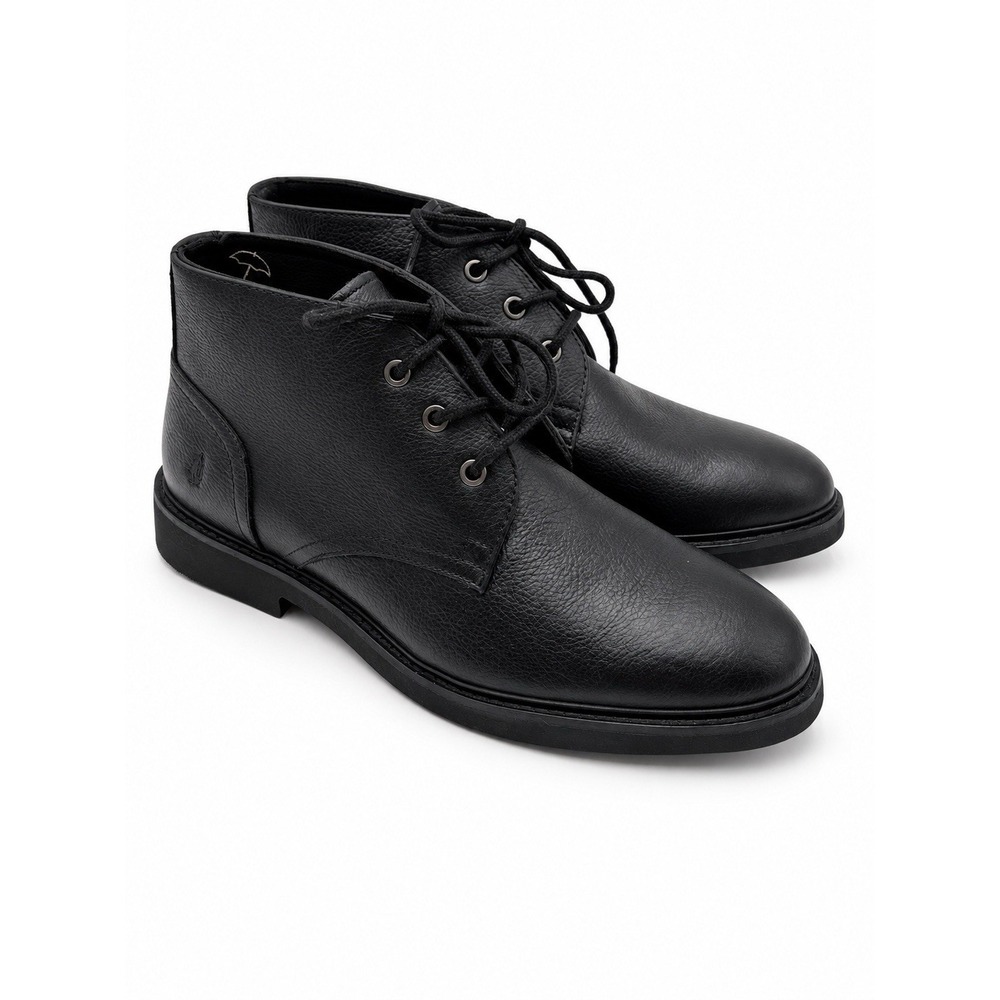 Hush Puppies Men's 8.5 M Black Leather Chukka Boots Lace Up Bounce Comfort